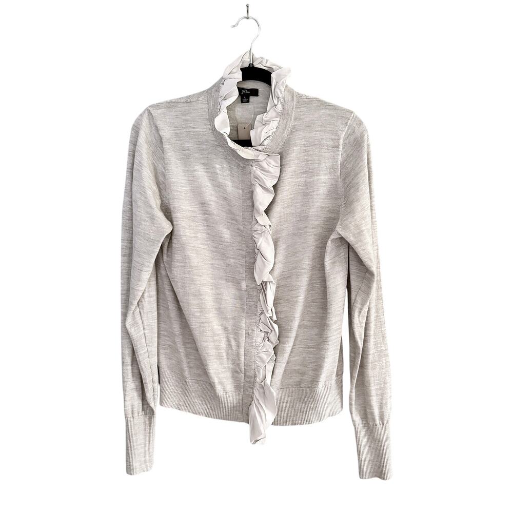 J.CREW Merino wool ruffled cardigan sweater L NWT